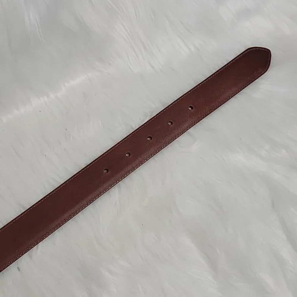 COACH Men's Dark Brown Gold Colored Brass Buckle Preppy Designer Leather Belt 42